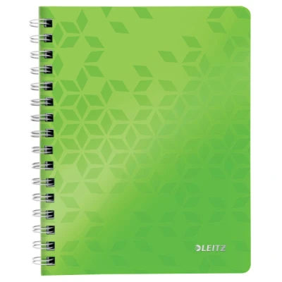 Image of Leitz 46390054 A5 Flexible Cover Notebook, Wire Bound, 80 Sheets, Ruled, 90 gsm Ivory Paper, WOW Range, Green