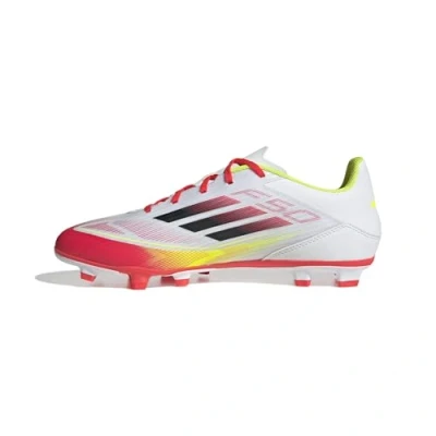 Image of adidas Performance F50 CLUB FG/MG Moulded stud football boots, Men&#039;s, Size: 6, Footwear white/core black/solar yellow Synthetics