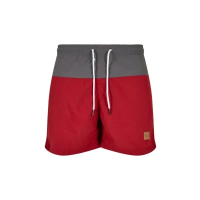Image of Urban Classics Block Swimming shorts, Men&#039;s, Size: Medium, Brickred/darkshadow