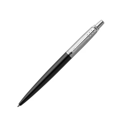 Image of Parker Jotter Ballpoint Pen Bond Street Black with Chrome Trim Medium Point Blue Ink Gift Box