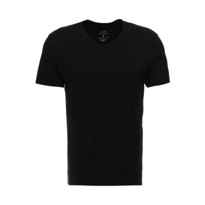 Image of Armani Exchange Men&#039;s Pima Cotton V Neck T Shirt, Black, S