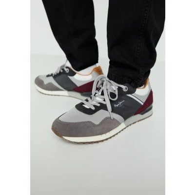 Image of Pepe Jeans London Brand Trainers, Men&#039;s, Size: 10, Dark grey Leather and textile