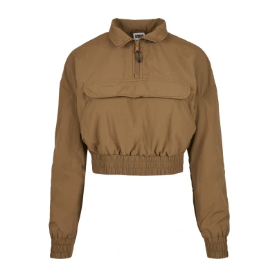 Image of Urban Classics Women&#039;s Cropped Crinkle Nylon Pull Over Jacket Windbreaker, Midground., M
