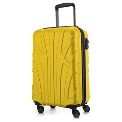 Image of Suitline Koffer in 3 Größen, Trolley Set Rollkoffer Hartschalen Reisekoffer (55 cm, 66 76 cm) Zwillingsrollen, 15 Verschiedene Farben, Yellow, 55 Hand Luggage