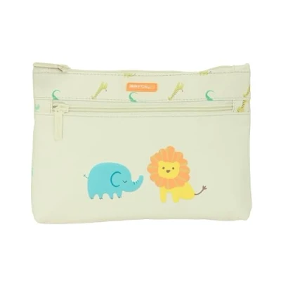 Image of Safta PREESCOLAR Selva Large Double Zip School Pencil Case, Children&#039;s Comfortable and Versatile, Easy Cleaning, 23 x 3 16 cm, Off White, Estándar, Casual,