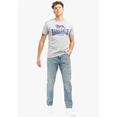 Image of Lonsdale Print Tshirt, Men&#039;s, Size: Large, Marl grey navy