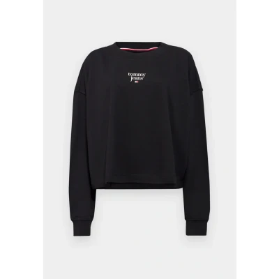 Image of Tommy Jeans Essential LOGO CREW Sweatshirt, Women&#039;s, Size: 5XL, Black