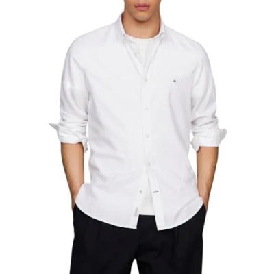 Image of Tommy Hilfiger FLEX Dobby Shirt Shirt, Men&#039;s, Size: Small, Optic white