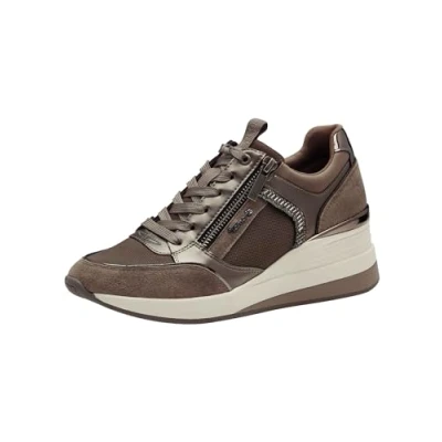 Image of Tamaris Trainers, Women&#039;s, Size: 6.5, Taupe comb leather and imitation