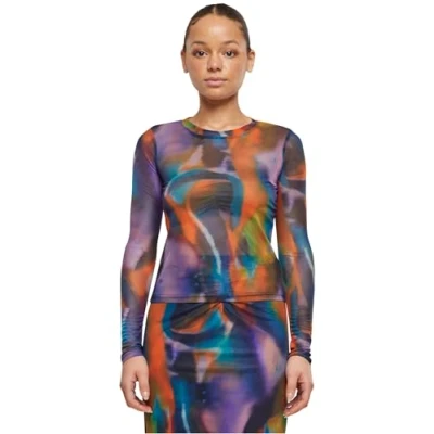 Image of Urban Classics AOP Longsleeve Long sleeved top, Women&#039;s, Size: Small, Multicolorreflection