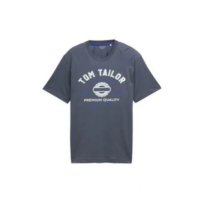 Image of TOM Tailor LOGO TEE Print Tshirt, Men&#039;s, Size: Medium, Blueish grey