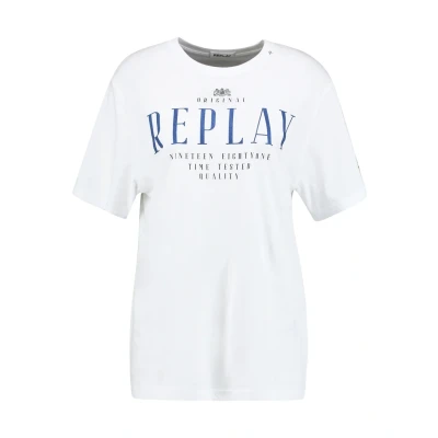 Image of Replay Print Tshirt, Men&#039;s, Size: XL, White