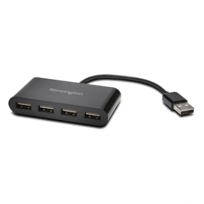 Image of Kensington K39120EU USB 2.0 4 Port Hub, Transfer Speed up to 5 Gbps Plug and Play Installation for Dell, Windows Mac