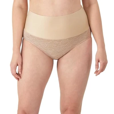 Image of Maidenform womens Tame Your Tummy Shaping Lace With Cool Comfort Dm0051 Shapewear Briefs, Transparent/Nude Lace, Medium US