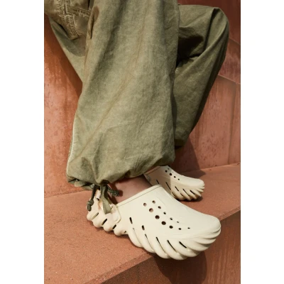 Image of Crocs ECHO Unisex Mules, Size: M3/W4, Bone/black Synthetics
