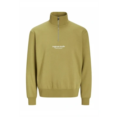 Image of Jack &amp; Jones Jorvesterbro Quarter Sweatshirt, Men&#039;s, Size: Large, Cedar