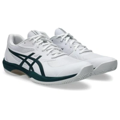 Image of Asics GAME Clay court tennis shoes, Men&#039;s, Size: 7, White/saxon green shoes