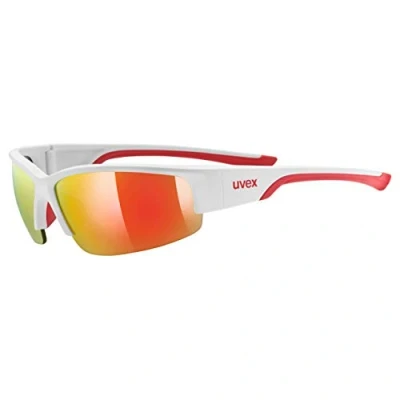 Image of uvex sportstyle 215 Sports Glasses for Men and Women Mirrored Pressure free Perfect Hold White Red/Red One Size