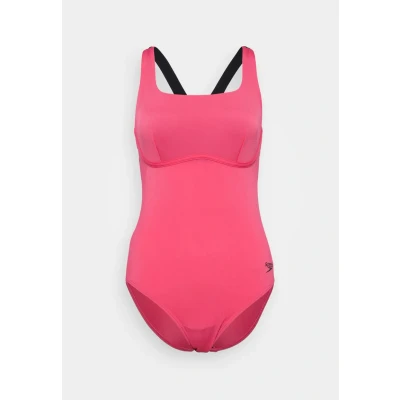 Image of Speedo Womens FLEX BAND Swimsuit WITH Built IN SWIM BRA Swimsuit, Women&#039;s, Size: 32, Raspberry fill