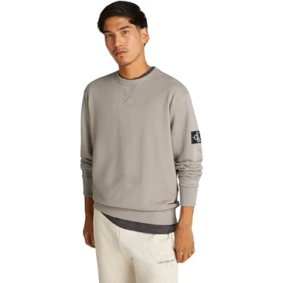 Image of Calvin Klein Jeans Badge CREW NECK Sweatshirt, Men&#039;s, Size: Small, Rock ridge