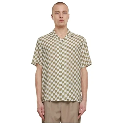 Image of Urban Classics AOP Resort Shirt, Men&#039;s, Size: 3XL, Khakicheck