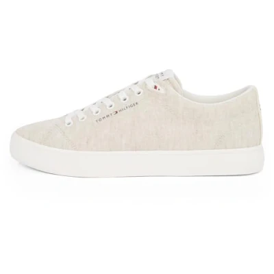 Image of Tommy Hilfiger VULC CORE Chambray Trainers, Men&#039;s, Size: 11, Ecru Linen