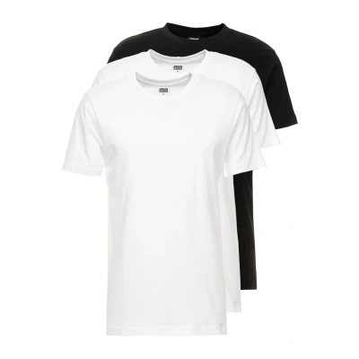 Image of Urban Classics Men&#039;s Basic Tee T Shirt (Pack of 1), Multicolour (White/White/Black 02254), XXL