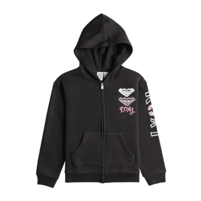 Image of Roxy SURF Feeling Zipped Brushed Zipup sweatshirt for kids, Size: 4 5y, Black