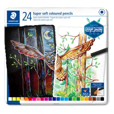 Image of STAEDTLER 146C M24 Design Journey Super Soft Colouring Pencils Assorted Colours (Tin of 24)