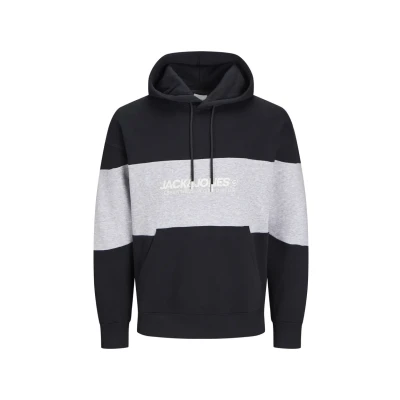 Image of Jack &amp; Jones Elegacy Blocking HOOD NOOS Sweatshirt, Men&#039;s, Size: Small, Black detail:blocking