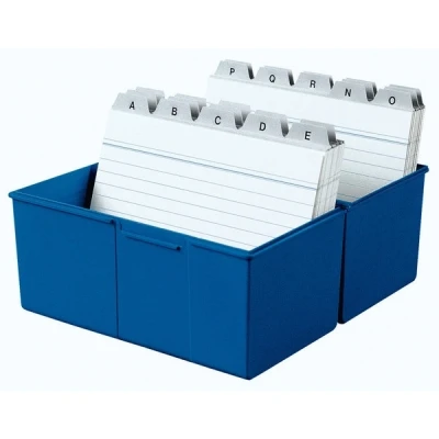 Image of HAN Index File Box DIN A6 Landscape Pack of 3, Innovative, Attractive Design for 400 Cards with Steel Hinge, Blue, 976 14