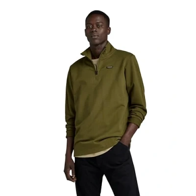 Image of G STAR HALF ZIP Long sleeved top, Men&#039;s, Size: Small, Dark olive
