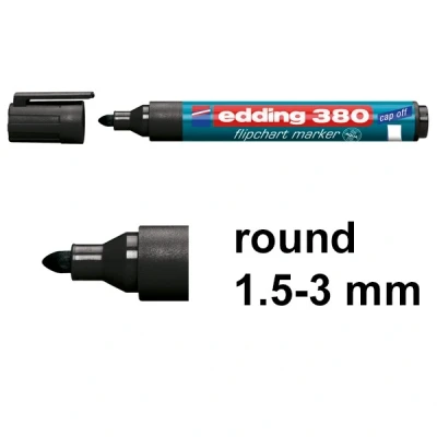 Image of edding 380 flipchart marker black box of 10 round nib 1.5 3 mm for writing, drawing and marking on paper does not bleed through dry out