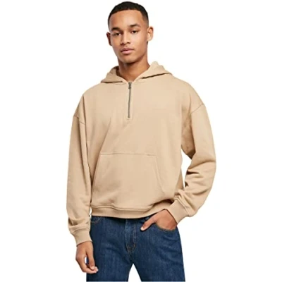 Image of Urban Classics Boxy Zip Hoodie, Men&#039;s, Size: XXL, Unionbeige
