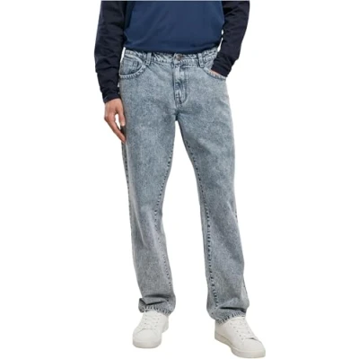 Image of Urban Classics Relaxed fit jeans, Men&#039;s, Size: 33x32, Light skyblue acid washed