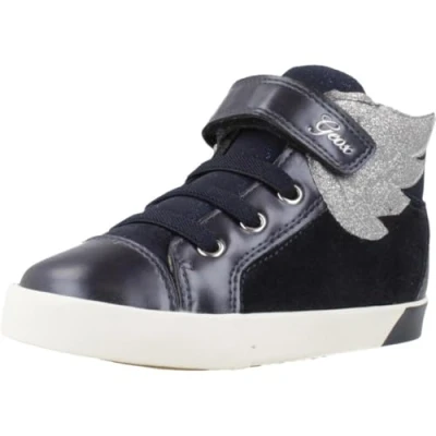 Image of Geox Kilwi GIRL Hightop trainers for kids, Size: 4.5K, Dark navy/silver Leather and textile