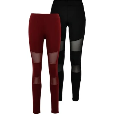 Image of Urban Classics 2 PACK Leggings Trousers, Women&#039;s, Size: XXL, Black+port