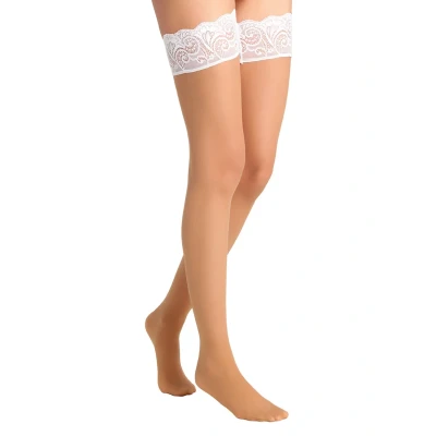 Image of Falke MATT Deluxe 20 Denier STAY UPS Transparent Overtheknee socks, Women&#039;s, Size: 2.5 4, Powder/champagne