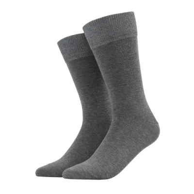 Image of FALKE Herren Happy 2 Pack Socken atmungsaktive Baumwolle verstrkte langlebige Herrensocken ein Allrounder fr Business und Alltag Baumwollstrmpfe einfarbig im Multipack Paar, Grey (Light Melange