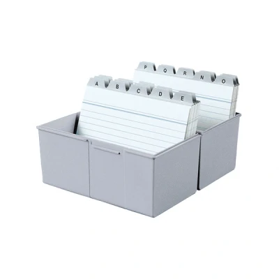 Image of HAN 976 11 Index Card Box DIN A6 Landscape Pack of 3 Innovative Attractive Design for 400 Cards with Steel Hinge Light Grey