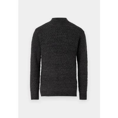 Image of JACK &amp; JONES Men&#039;s Jprccziggi Knit Mock Neck Sn Jumper, Black Beauty/Detail: Melange, S