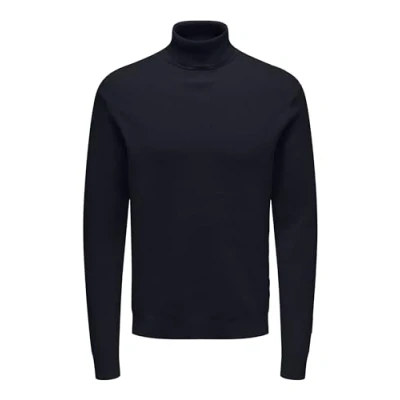 Image of Only &amp; Sons Onsphil ROLL NECK Jumper, Men&#039;s, Size: Small, Dark navy