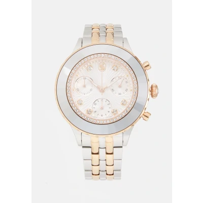 Image of Swarovski Octea Chronograph watch silvercoloured/rosegoldcoloured, Women&#039;s, Size: One Size, Silver coloured/rosegold coloured