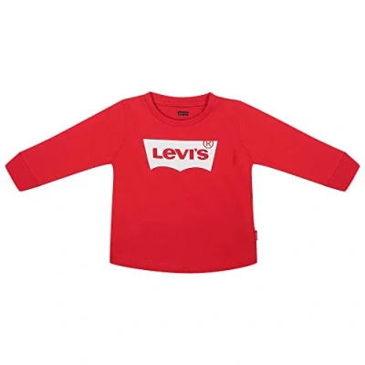 Image of Levi&#039;s Kids L/s Batwing Tee Baby Boys, Light Grey Heather/Red, 12 Months