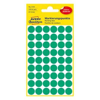 Image of Avery Zweckform 3143 Marking Points (Labels, Diameter 12 mm, 270 Pieces) Green