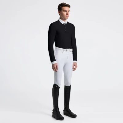 Image of Cavalleria Toscana Mens CT Warm Jersey Show Shirt Long Sleeves Black IT39 Shirts Horse &amp; Equestrian