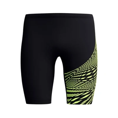 Image of Speedo MENS Medley LOGO Jammer Swimming trunks, Men&#039;s, Size: 38, Black/hyper yellow