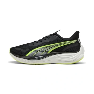 Image of Puma Velocity Nitro 3 Road running shoes, Men&#039;s, Size: 10, Black/yellow alert Textile/synthetics