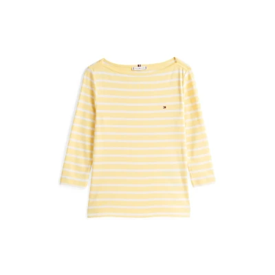 Image of Tommy Hilfiger NEW CODY SLIM BOAT Long sleeved top, Women&#039;s, Size: XXS, Citronella/ecru
