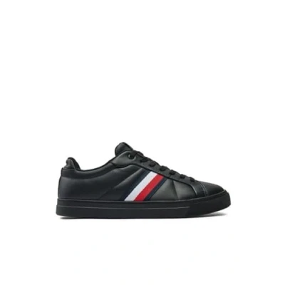 Image of Tommy Hilfiger ICON Court Stripes Trainers, Men&#039;s, Size: 10, Black Leather